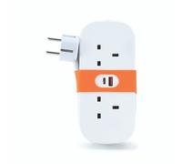STATUS UK to EU Travel Plug Adapter with USB-A & USB-C Ports | 2 Socket Extension Cable | 1.4m Cord for European Outlets | S2W1.4MUSBEU1PK4