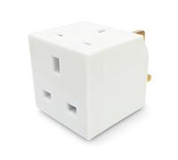 STATUS 2 Way UK Plug Adapter, Twin 13A 250V Converter Block for Single Wall Socket, White (2WAB112)