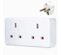 STATUS 2 Way UK to EU Travel Adapter, Twin Plug Converter for European Sockets, Compact White Adaptor for Holiday, Hotel or Business Use (SEURO2WAYAB112)