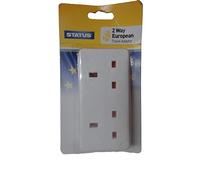 STATUS 2 Way UK to EU Travel Adapter, Twin Plug Converter for European Sockets, Compact White Adaptor for Holiday, Hotel or Business Use (SEURO2WAYAB112)