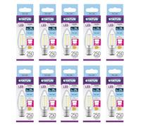 Status 2w = 25w = 270 lumens - Filament LED - Candle - BC - Clear - Day Light - 1 pk Box - in White CDU