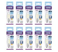 Status 2w = 25w = 270 lumens - Filament LED - Candle - ES - Clear - Day Light - 1 pk Box - in White CDU