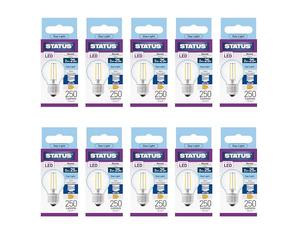 Status 2w = 25w = 270 lumens - Filament LED - Round - ES - Clear - Day Light - 1 pk Box - in White CDU