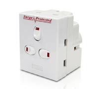 Status 3 Way Individually Switched Surge Protected 13A Fused Mains Adaptor, White