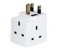 Status 3 Way Multi Plug Adaptor, UK Type G Plug, 3 Socket Extension Adaptor for Home or Office, White, Pack of 1 (3WABULK8)