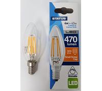 Status 4.5w = 40w = 470 lumens Dimmable - Filament LED - Candle - SES - Clear - Warm White - 1 pk Box - in White CDU