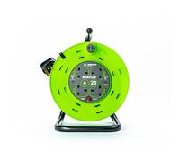STATUS 4 Socket Cable Reel, 20m Green Extension Lead, 13A with Thermal Cut Out, Heavy Duty Outdoor Extension Lead, S20M13ACR2