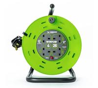 STATUS 4 Socket Cable Reel, 25m, Green, 13 Amp, Thermal Cut Out, Heavy Duty, Outdoor Extension Lead, Ideal for Garden, Workshop, DIY, Power Tools (S25M13ACR2)