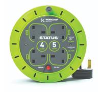 STATUS 4 Socket Cable Reel, 5m, Green, 13 Amp, Thermal Cut Out, Heavy Duty, Outdoor Extension Lead, Ideal for DIY, Garden, Home, Workshop Use (S5M13ACR5)