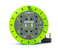 STATUS 2 Socket 5 Metre Extension Cable Reel with Thermal Cut Out, Green