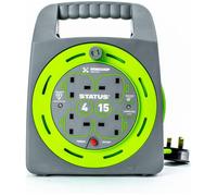 STATUS 4-Socket Extension Cable Reel - 15 m