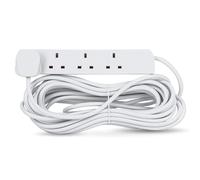 Status 10M Multi Plug Extension Lead, 4 Gang Extension Cable, White, 4 Socket Power Strip for Home Office School, 4WS10MCP10