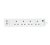 Status® S4W2M2XUSB1PK4 Extension Lead 240V 4-Gang + 2 Usb 13A 2M White
