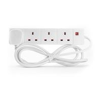 STATUS 4 Socket Extension Lead with Neon Power Indicator, 2 Metre Cable Power Strip for Home and Office Use, White (4WS2MCP20)