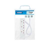 Status 4 Way Extension Socket - 5 Meter Long White