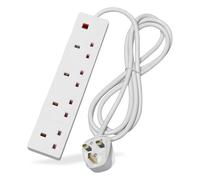 STATUS 4 Way Socket Extension Lead, 1m Cable Multi-Plug Power Strip for Home & Office Use, Wall Mountable in White (4WS1M20)