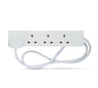 STATUS 4 Way Socket Extension Lead, 1m Cable Multi-Plug Power Strip for Home & Office Use, Wall Mountable in White (4WS1M20)