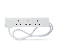 STATUS 4 Way Socket Extension Lead, 1m Cable, White (4WS1M20) | Multi-Plug Power Strip, Home & Office Use, Wall Mountable