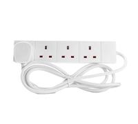 STATUS 4 Way Socket Extension Lead, 2m Cable Multi-Plug Power, Wall Mountable Strip for Home and Office, 13A 3120W Rated, Wall Mountable in White (4WS2M20)