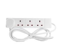 STATUS 4 Way Socket Extension Lead, 2m Cable Multi-Plug Power, Wall Mountable Strip for Home and Office, 13A 3120W Rated, Wall Mountable in White (4W