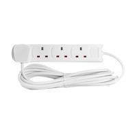 STATUS 4 Way Socket Extension Lead, 5m Cable Multi-Plug Power Strip for Home or Office, 13A 3120W Rated, Wall Mountable in White (4WS5M20)