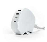 STATUS 4 x USB Charging Hub | 3 x USB A & 1 x USB C Ports | White 1 meter Extension Lead | S4USBACDESK1PK4