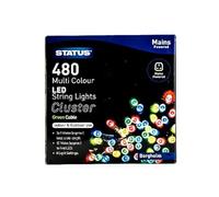 Status 480-LED Multicolour Cluster Lights, 6.9 m Lit on 10 m Lead, 8-Mode Indoor-Outdoor String for Trees & Parties, IP44 (BORGHOLM480MMC6)