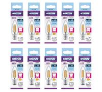 Status 4w = 40w = 470 lumens - Filament LED - Candle - BC - Clear - Day Light - 1 pk Box - in White CDU