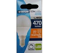 Status 5.5w = 40w = 470 lumens Dimmable LED - Round - E14 - PA - Pearl - Warm White - 1 pk Box - in White CDU