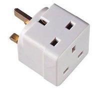 Status 501827 2 Way Plug Adaptor, Aluminium, White