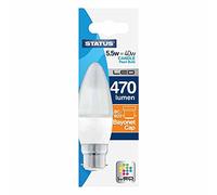 Status 5w = 40w - 470 Lumen LED - Candle - B22 - WW - Pearl - 1pk Box in CDU
