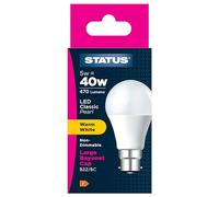 Status 5w = 40w = 470 lumens LED - A60 GLS - B22 - PA - Pearl - Warm White - 1 pk Box - in White CDU