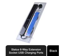 Status 6W ExtensionSocket 2 Built-In USB ChargingPorts 2m Cable, Black