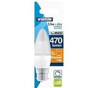 Status 7.5w = 60w = 806 lumens LED - Candle - B22 - PA - Pearl - Warm White - 1 pk Box - in White CDU