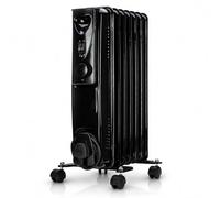 STATUS 7-Fin Oil-Filled Radiator 1500W Portable Heater, 3 Heat Settings, Adjustable Thermostat, Overheat and Tip-Over Protection, Black (OFHB7-1500W1PKB)
