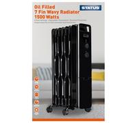 Status 7 Fin Oil Filled Radiator - Black - 1500W