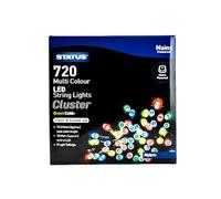 Status 720-LED Multicolour Cluster Lights, 9.3 m Lit on 10 m Lead, 8-Mode Indoor-Outdoor String for Trees & Party Décor, IP44 (NYBRO720MMC6)