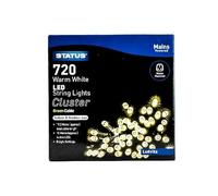 Status 720-LED Warm White Cluster Lights, 9.3 m Lit on 10 m Cable, 8-Mode Indoor-Outdoor String for Trees & Gardens, IP44 (LUDVIKA720MWW6)