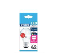 Status 8.5w = 60w = 806 lumens Sensor LED - GLS - B22 - PA - Pearl - Warm White - 1 pk Box - in White CDU