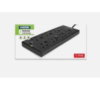 8 Way Surge Protected 2M Extension Lead Individually Switched - Black