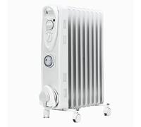 STATUS 9-Fin Oil Filled Radiator 2000W, 3-Heat Settings with 24-Hour Timer and Adjustable Thermostat, Overheat & Tip-Over Protection, Easy-Roll Castors, White, Electric Heater (OFH9-2000WT1PKB)