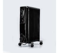 STATUS 9-Fin Oil Filled Radiator 2000W, 3-Heat Settings with Adjustable Thermostat, Overheat & Tip-Over Protection, Easy-Roll Castors, Black, Electric Heater (OFHB9-2000W1PKB)