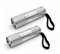 Status 9 LED Aluminium Torch, Compact Handheld Flashlight for Camping, Emergency Kits and Everyday Carry, Requires 3 x AAA Batteries, Silver (S3XAAA9LEDSTX12) (Pack of 2)