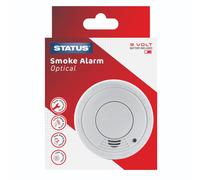 STATUS 9V Photoelectric Smoke Alarm, Battery Operated Fire Detector for Home Bedroom Kitchen Hallway, Includes 9V Battery, Easy Test Button, Low Batt