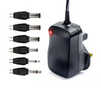 Status AC/DC Multi-Voltage Adaptor UK Plug, 3-12V Output, Black | Multiple Connectors, Neon Indicator, Short Circuit Protection, Overload Protection, SACDC1PKB3