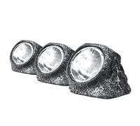 Status Augusta Outdoor Garden Solar Light | 3 Pack of Large Rock Design Solar Lights | Decorative & Waterproof | Light Grey | Rechargeable Battery In