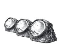 Status Augusta Outdoor Garden Solar Light | 3 Pack of Large Rock Design Solar Lights | Decorative & Waterproof | Light Grey | Rechargeable Battery Included | AUGUSTA3PK6