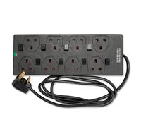 STATUS Black Multi Plug Extension | 8 Socket Extension Cable | 2m Extension Lead | Individually Switched with Neon Indicator | S8WBSPINDSSX4