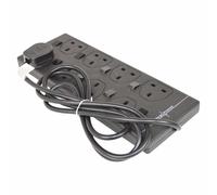 STATUS Black Multi Plug Extension | 8 Socket Extension Cable | 2m Extension Lead | Individually Switched with Neon Indicator | S8WBSPINDSSX4