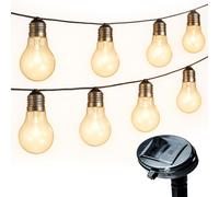 Status Canberra Solar Light String / 10 Clear Warm White Outdoor Garden LED Light Bulbs with 2 Functions / 5 LED's per Light Bulb / 3.8 Meters Cable